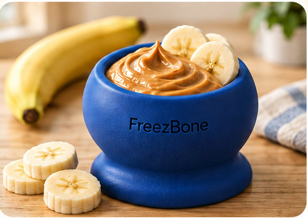FreezBall filled with peanut butter and banana slices