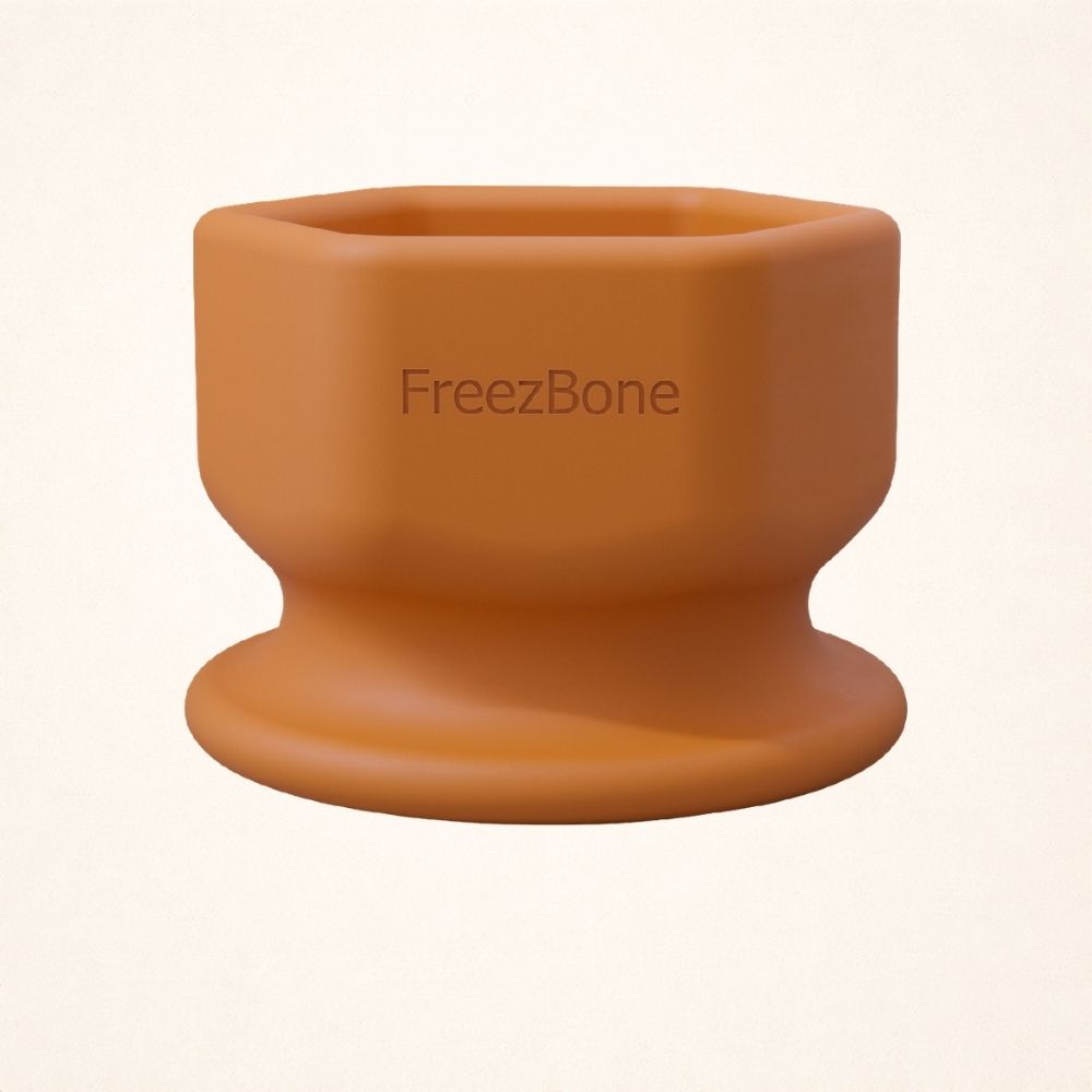 FreezCup freeze-and-lick dog toy in orange