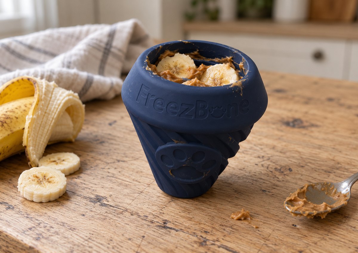 FreezCone filled with peanut butter + banana