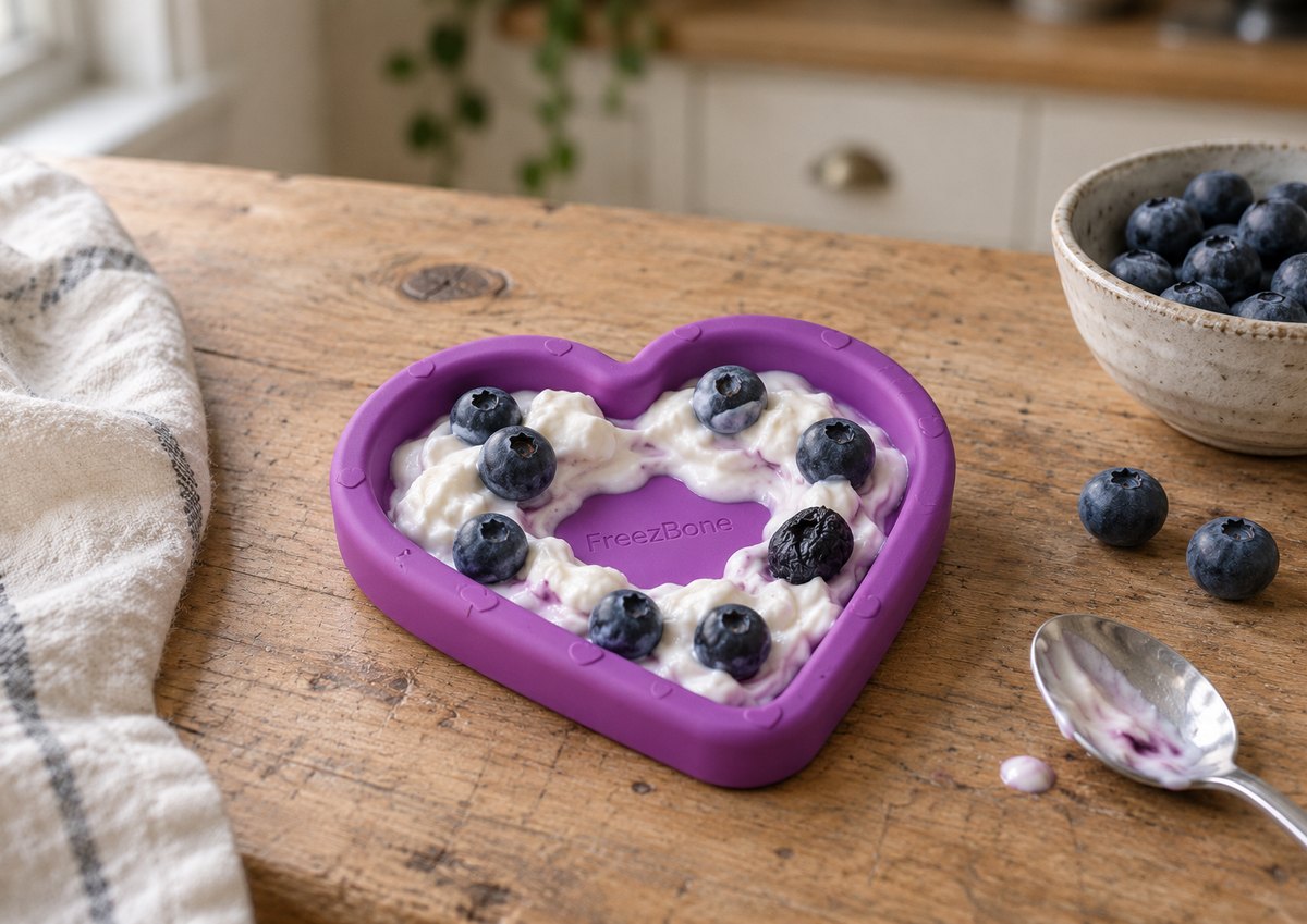 FreezHeart filled with yogurt + blueberries