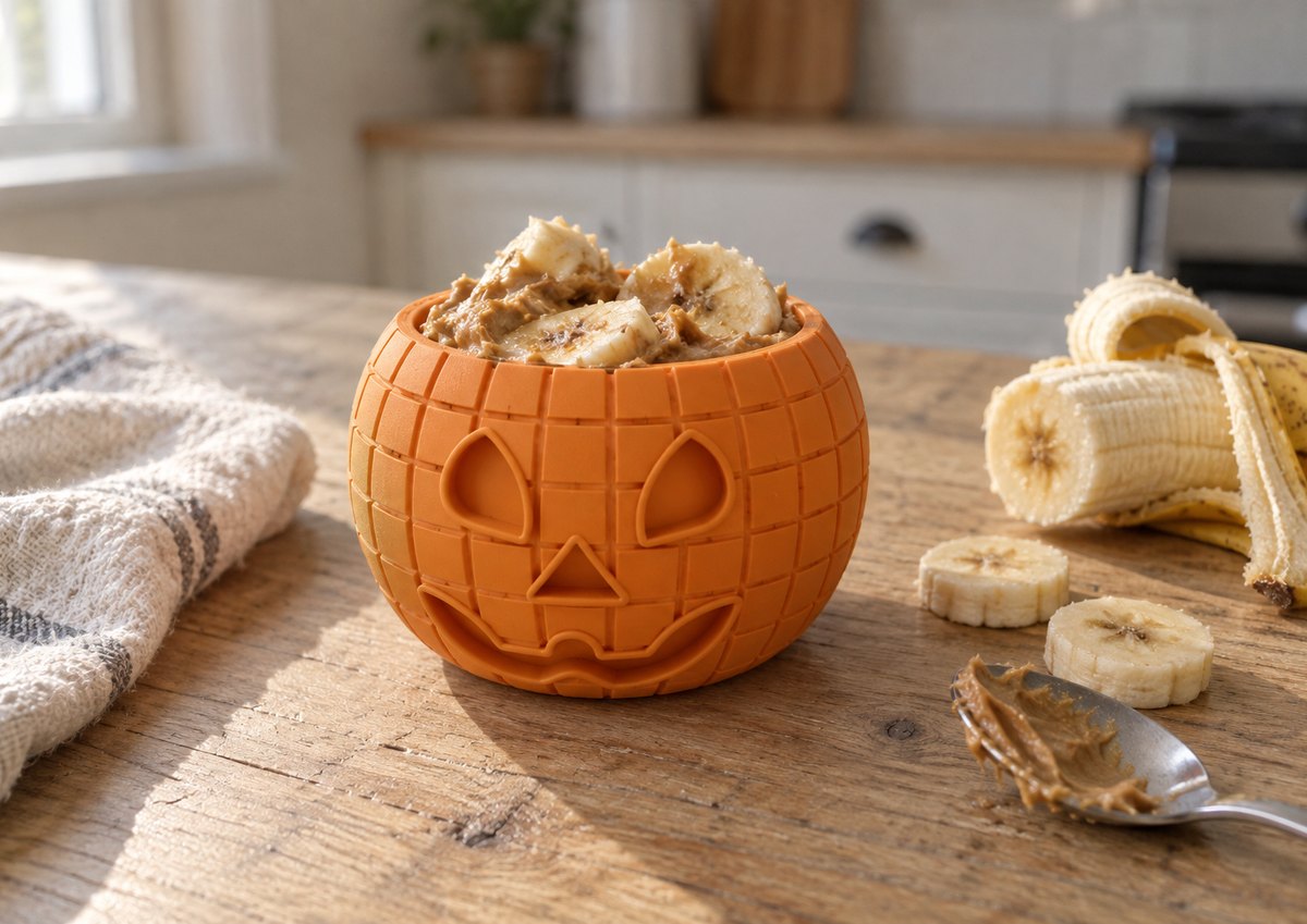 FreezPumpkin  filled with peanut butter + banana