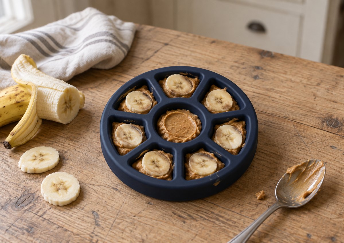 FreezWheel filled with peanut butter + banana